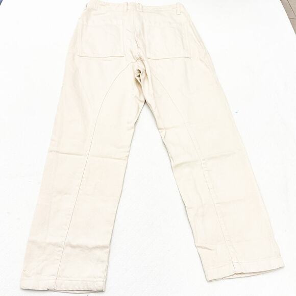 Zara The Marine Straight Cream Carpenter Style Denim Jeans Size Small - Picture 3 of 7